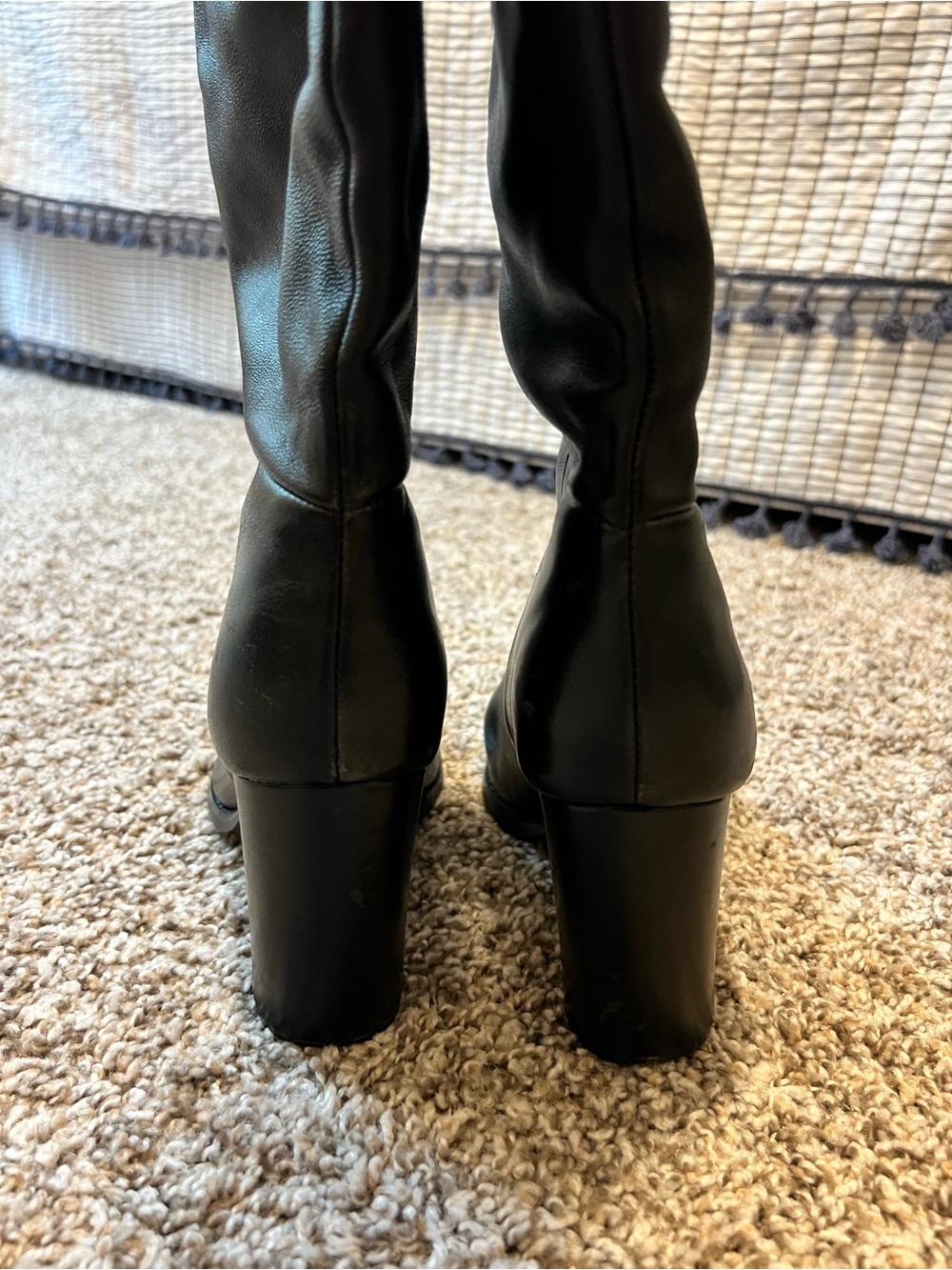 Nine West Hiya Black Tall Leather Block-Heel Boots - Picture 6 of 6